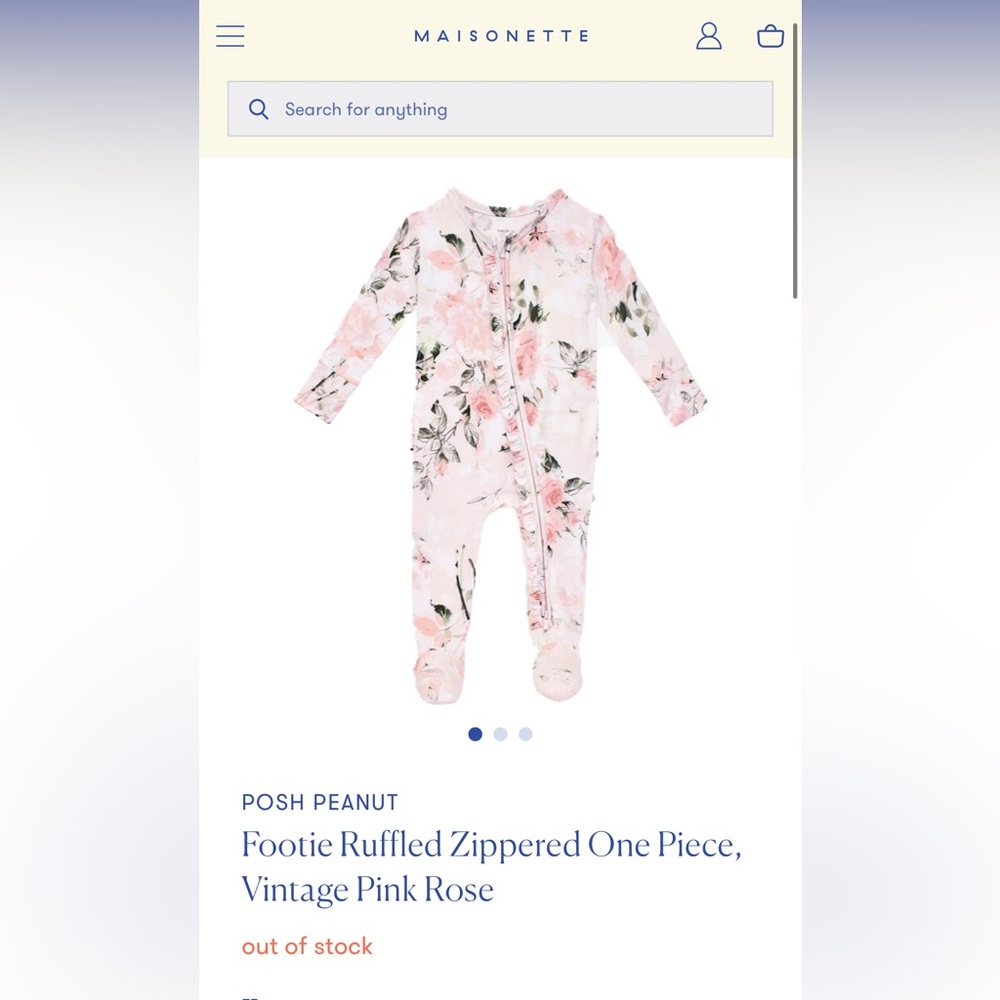 Posh Peanut Vintage Pink Rose Newborn Ruffle Onesie